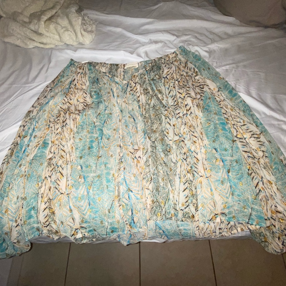 Off the shoulder golden gaze metallic turquoise blouse